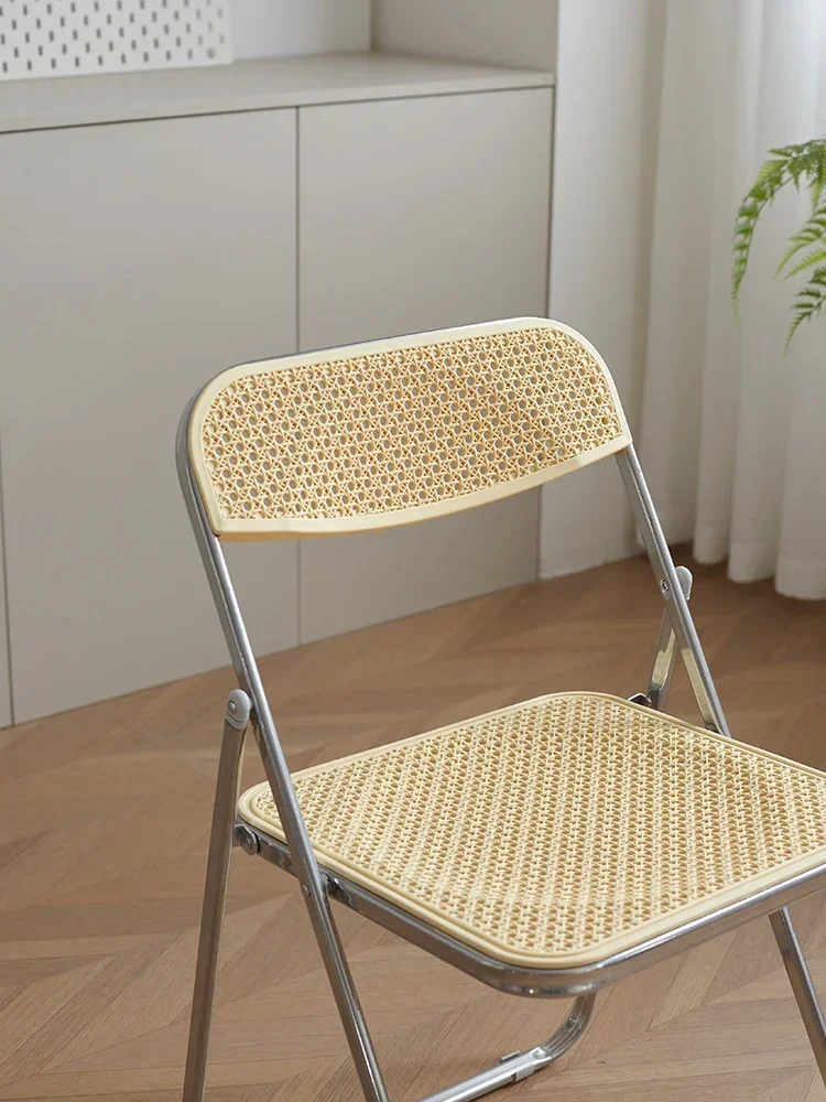 Medieval Imitation Rattan Folding Chair Home Back Chair Simple Balcony Internet Celebrity Photo Stool Leisure Transparent Chairs