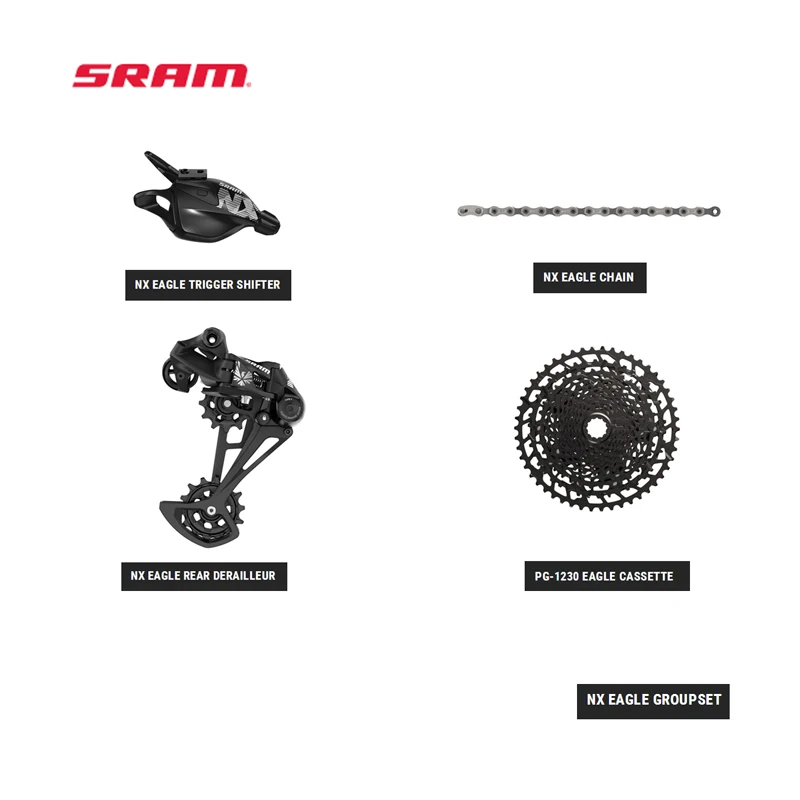 

SRAM NX EAGLE GROUPSET NX EAGLE TRIGGER SHIFTER NX EAGLE REAR DERAILLEUR PG-1230 EAGLE CASSETTE NX EAGLE CHAIN