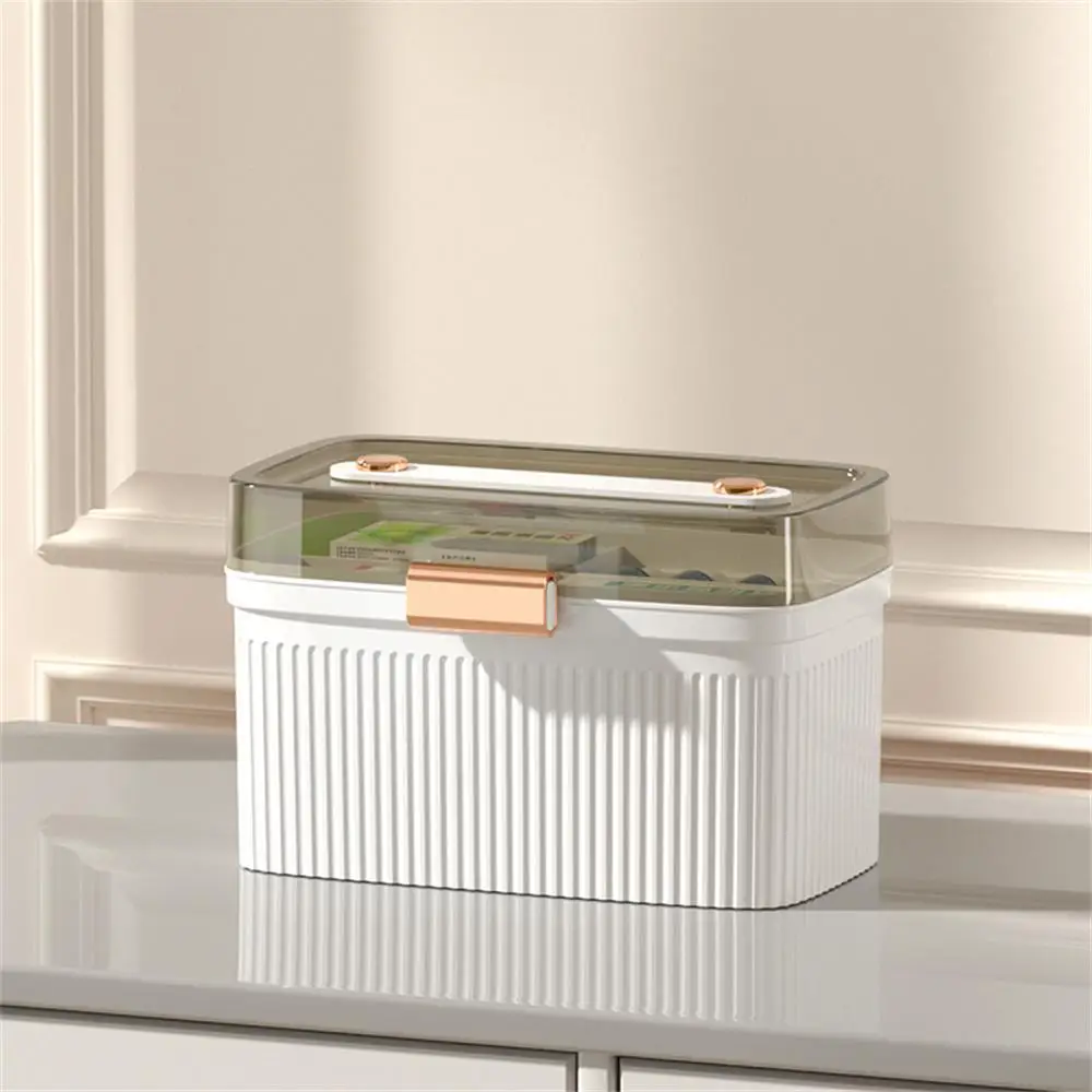 Portable First Aid Kit Storage Organizer Box Plastic Multi-Functional Family Emergency Box with Handle Medicine Chest Tools