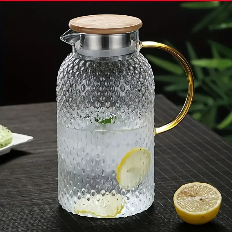 Description Picture 5 of itemGlass Pitcher Glass Pitcher with Lid  High Borosilicate Glass Heavy Duty Water Pitcher for Cold/Hot Drinks Iced Tea Juice Milk