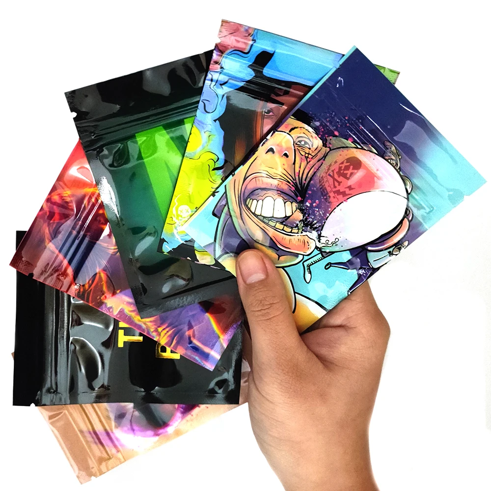 200 pcs Foil Plastic Bags Baggie Pouch Waterproof Jewelry Coffee Bean Candy 7x10M Portable Ziplock Storage Bag Various Patterns