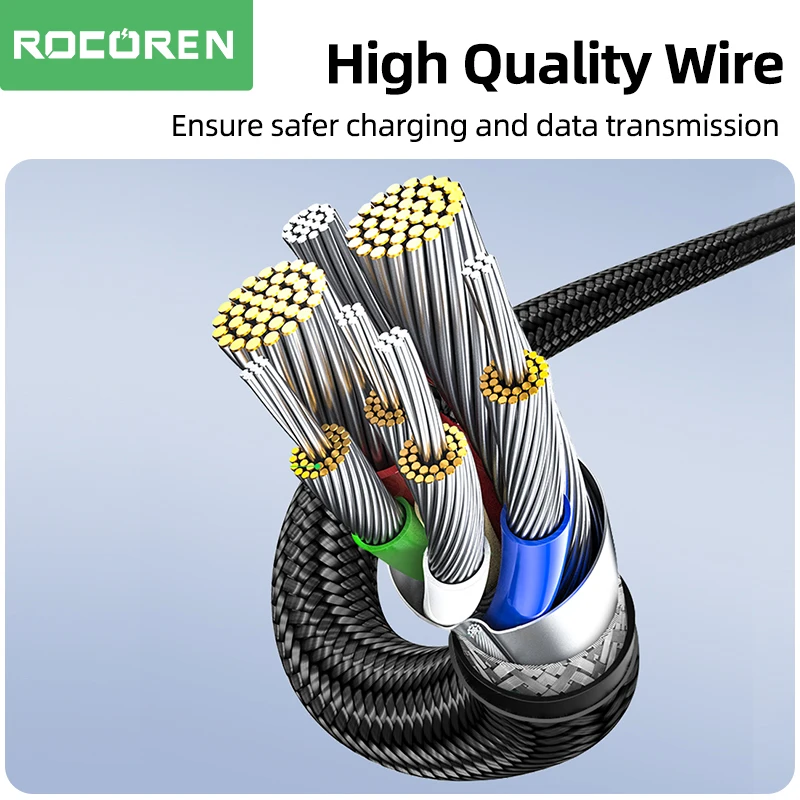 Rocoren 100W USB Type C To USB C Cable 2m PD Fast Charging Charger Wire Cord For Macbook Samsung Xiaomi Type-C USBC Cable 5A Best Sellers In Phones Accessories