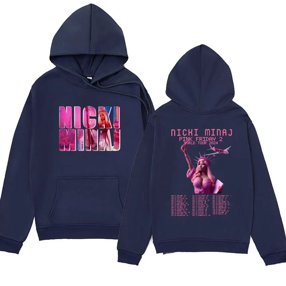 Rapper Nicki Minaj Pink Friday 2 Tour 2024 Hoodies Men Women Fashion Hip Hop Style Sweatshirts Spring New Fleece Hoodie Pullover