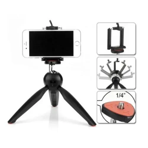 Phone Holder Clip Desktop Tripod 2 in 1 Mini Handheld Tripod Selfie Holder