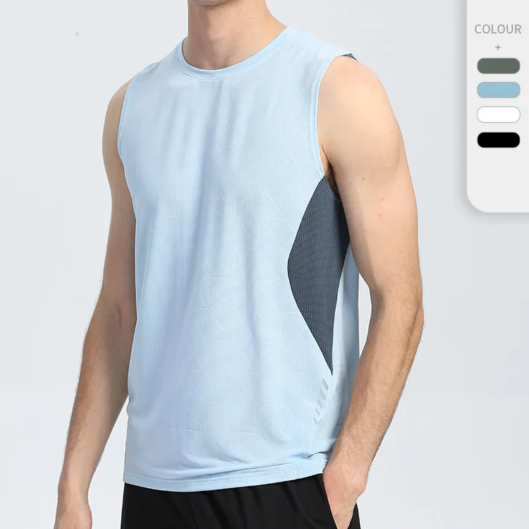 

Movement speed dried vest male color matching printing multicolor fitness absorb sweat sleeveless shirt