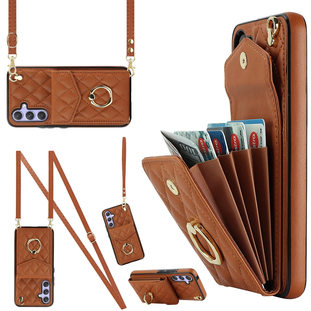 Stylish Leather Crossbody Phone Case with Lanyard