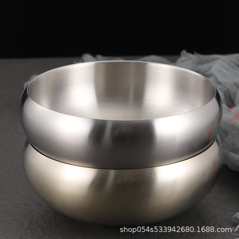 Korean Stainless Steel Rice Bowl Barbecue Shop Commercial Double-layer Insulated Soup Bowl Double-layer Set