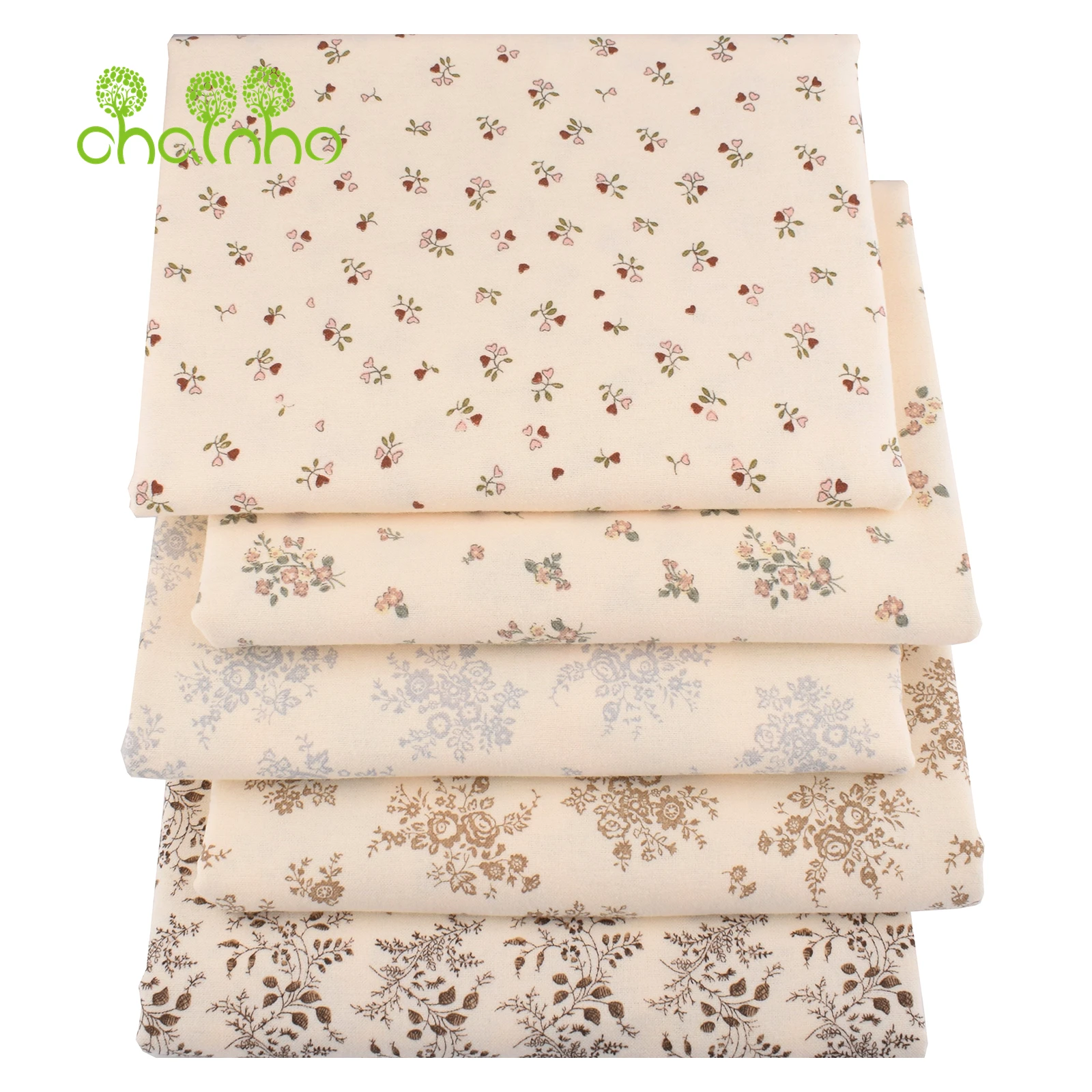 Chainho,Printed Plain Brushed Cotton Fabric,DIY Sewing Quilting Material For Cushion,Pillow,Sofa,Tablecloth,Floral Series,25MM4