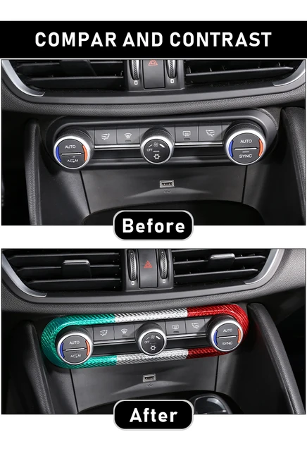Real Carbon Fiber Car Interior Air Conditioner Knob Panel Frame