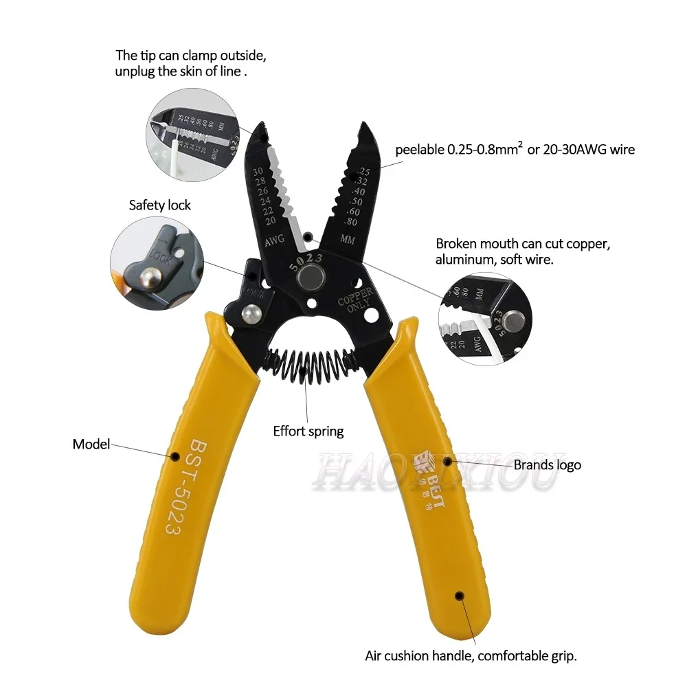 BST-5023 Wire stripper hand tools Multi-function cable stripping clamp for Cable stripping and cutting 3