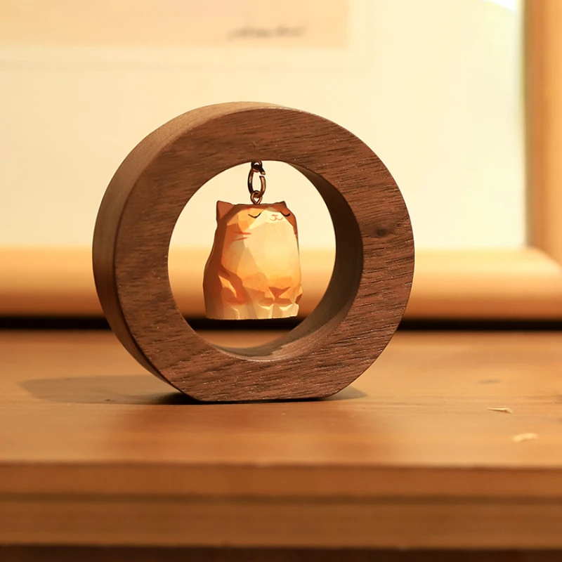 

Hand-carved wooden cat car decoration Interior decoration car center console home decoration cute Shiba Inu Walnut wood