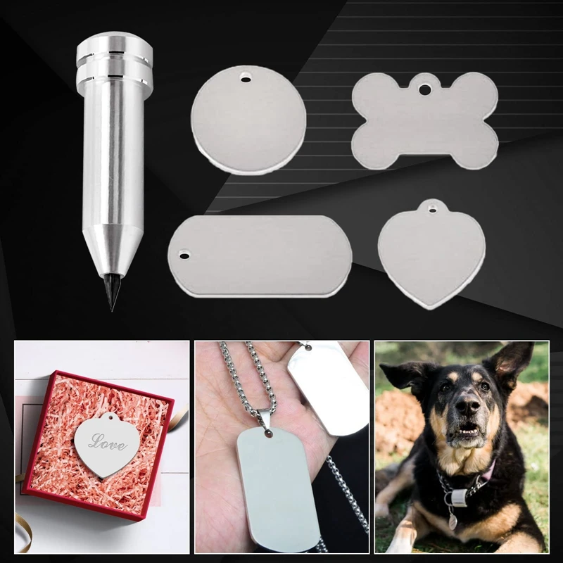 Engraving Tip, Etching/Engraving Tool With 16Pcs Metal Stamping Blanks Engraving Precision Tip DIY Tool Compatible wood locator