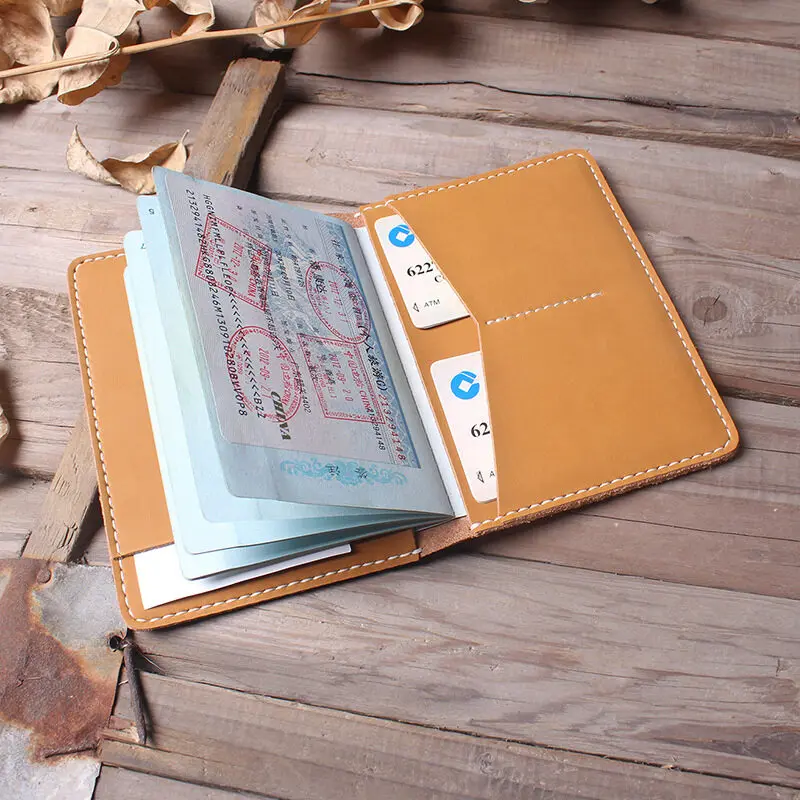 Retro Passport Covers Storage Leather Travel Portable Wallet Integrated Certificate Pouches Soft Cowhide Air Ticket Card Cases
