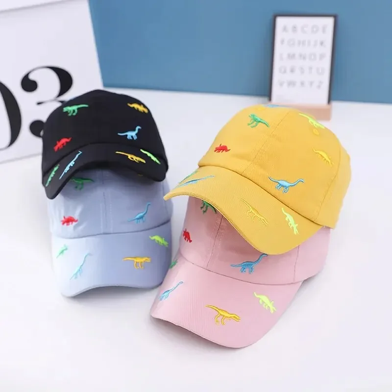 Summer Kids Baseball Cap Outdoor Adjustable Infant Boy Girls Sun Hats Cartoon Dinosaur Embroidery Baby Cap 2