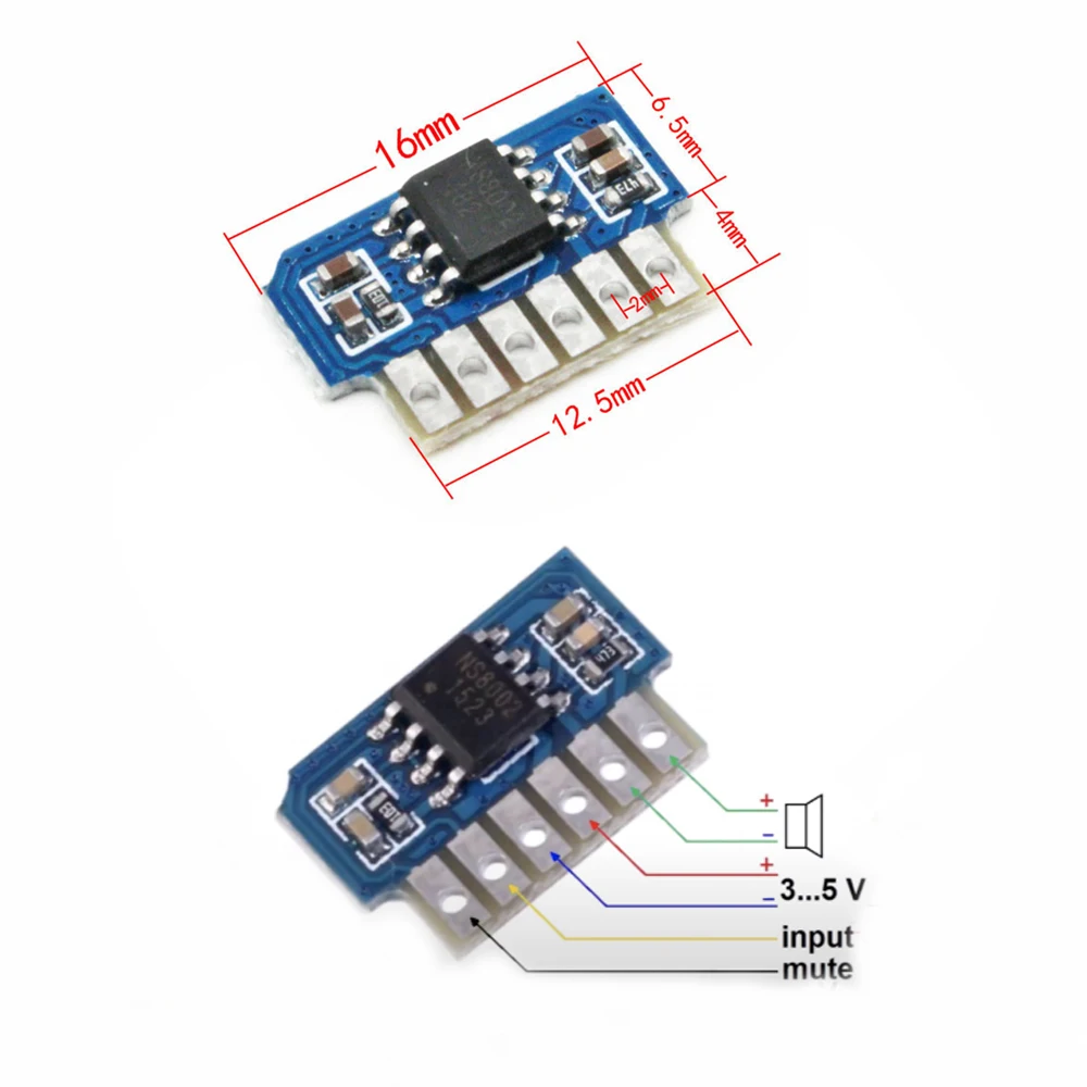 NS8002 Mini 3W Mono Power Amplifier Module DIY Low Voltage Stereo Audio Systems Class AB Amplifier Board Circuit DC3-5V 10pc/Lot