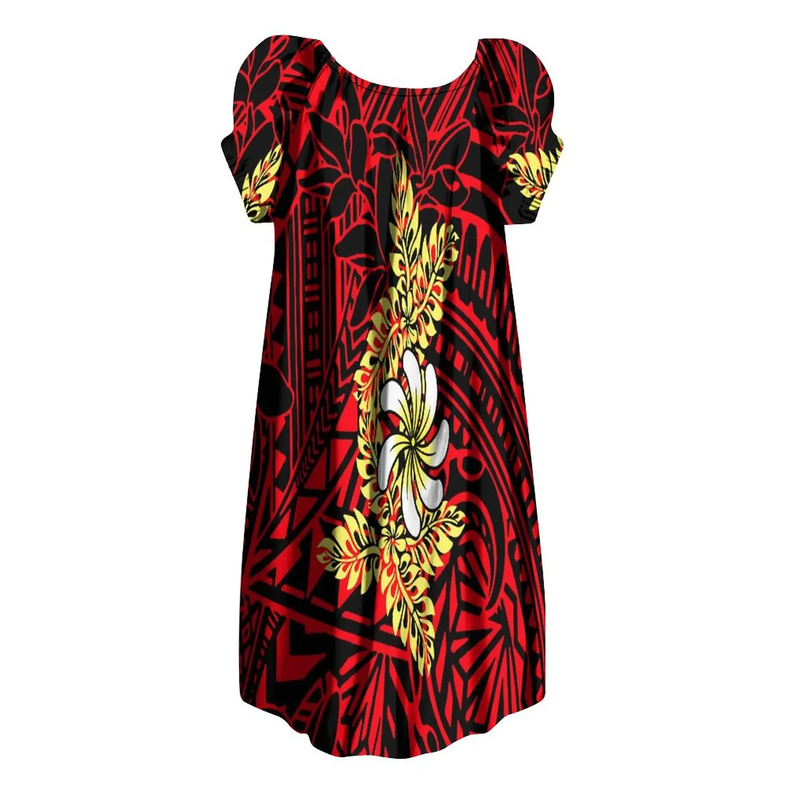 

Новинка, летнее качественное женское платье из ткани, свободная юбка, платье Папуа-Новой Гвинеи, свободное платье с круглым вырезом и художественным принтом на заказ