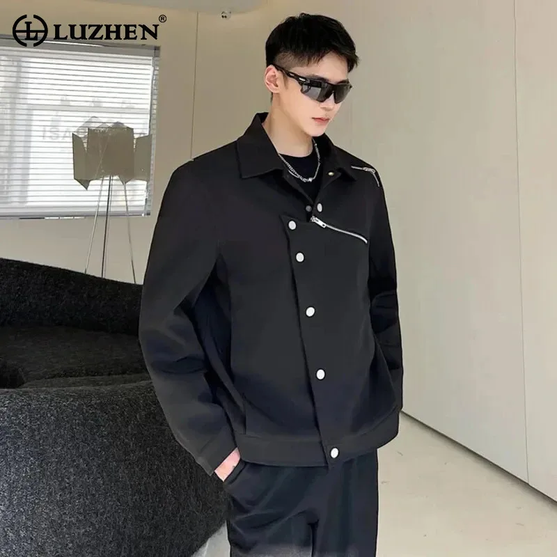 LUZHEN Jacket Men Fashion Asymmetric Niche Design Dark Style Casual Coat Korean Solid Color Loose Outerwear Free Shipping LZ2655