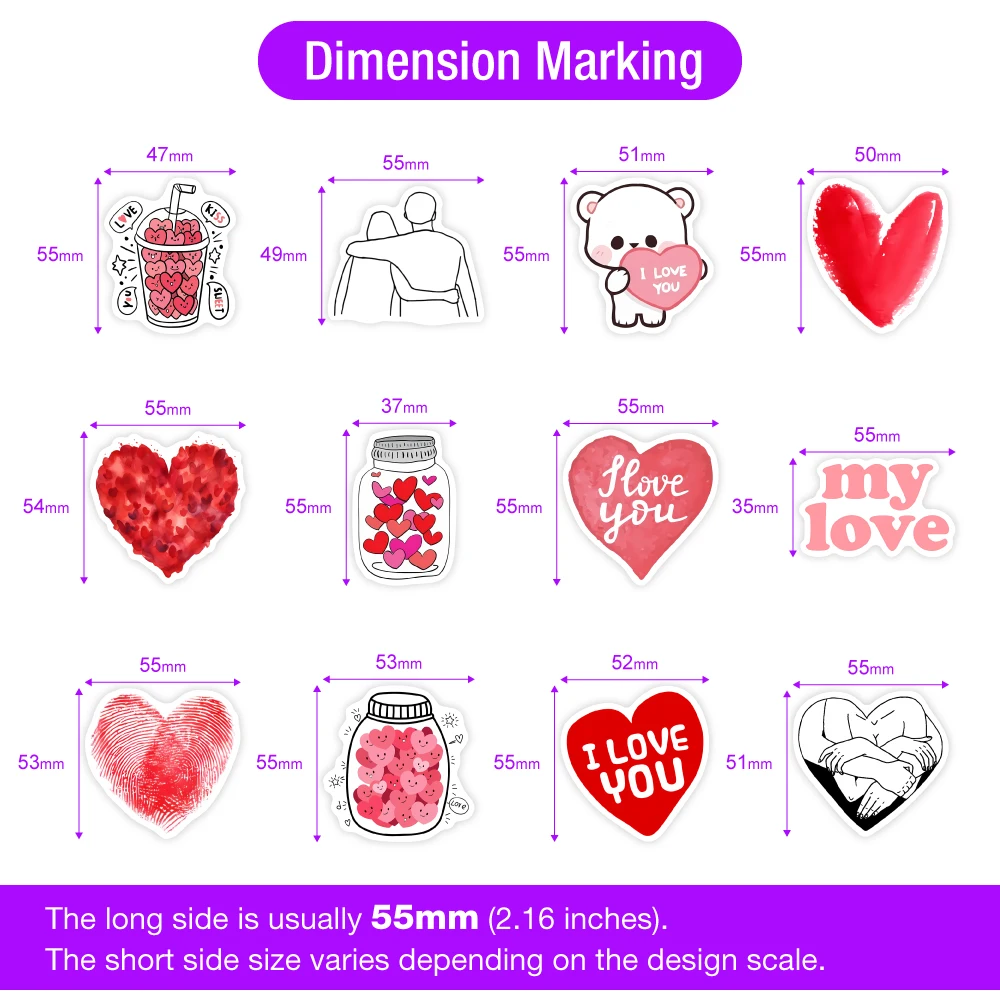 Love Heart Shape Stickers Valentine's Day DIY Gift Decal Laptop Phone Scrapbook Luggage Bottles Decorative Waterproof decorative stickers,decorative labels stickers,self adhesive stickers,adhesive stickers,paper stickers,custom stickers,stationery stickers,cartoon sticker,cartoon stickers,anime stickers,magic stickers