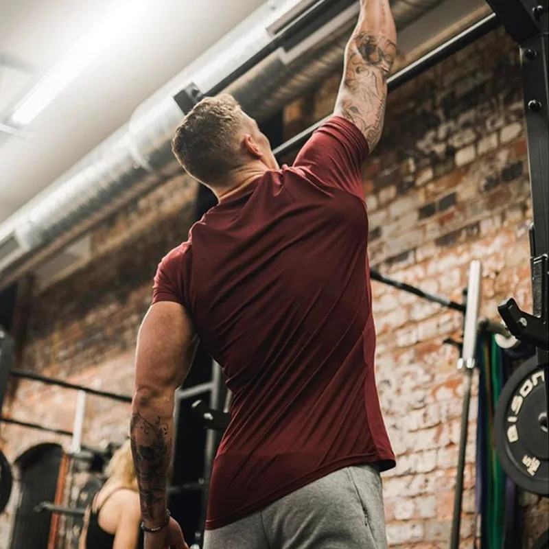 Men's Casual Tshirts Summer Short Sleeves Sport Tee Tops Printed Gym Bodybuilding Fitness Slim Streetwear O Neck Sportswear