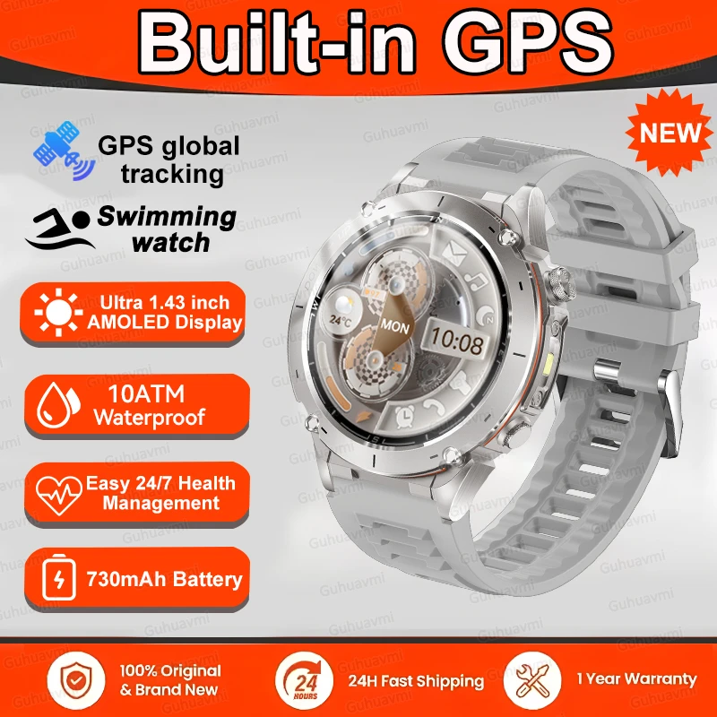 GPS Sports Smartwatch 10ATM Waterproof 1.43" AMOLED Health Monitor - Picture 35 of 43