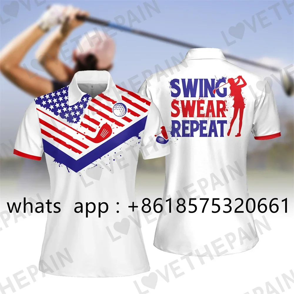 Woman Golf T-shirt Polo Short Sleeved Sports Leisure High Quality Floral Print Outdoor Fitness Sports Clothing Breathable Shirt