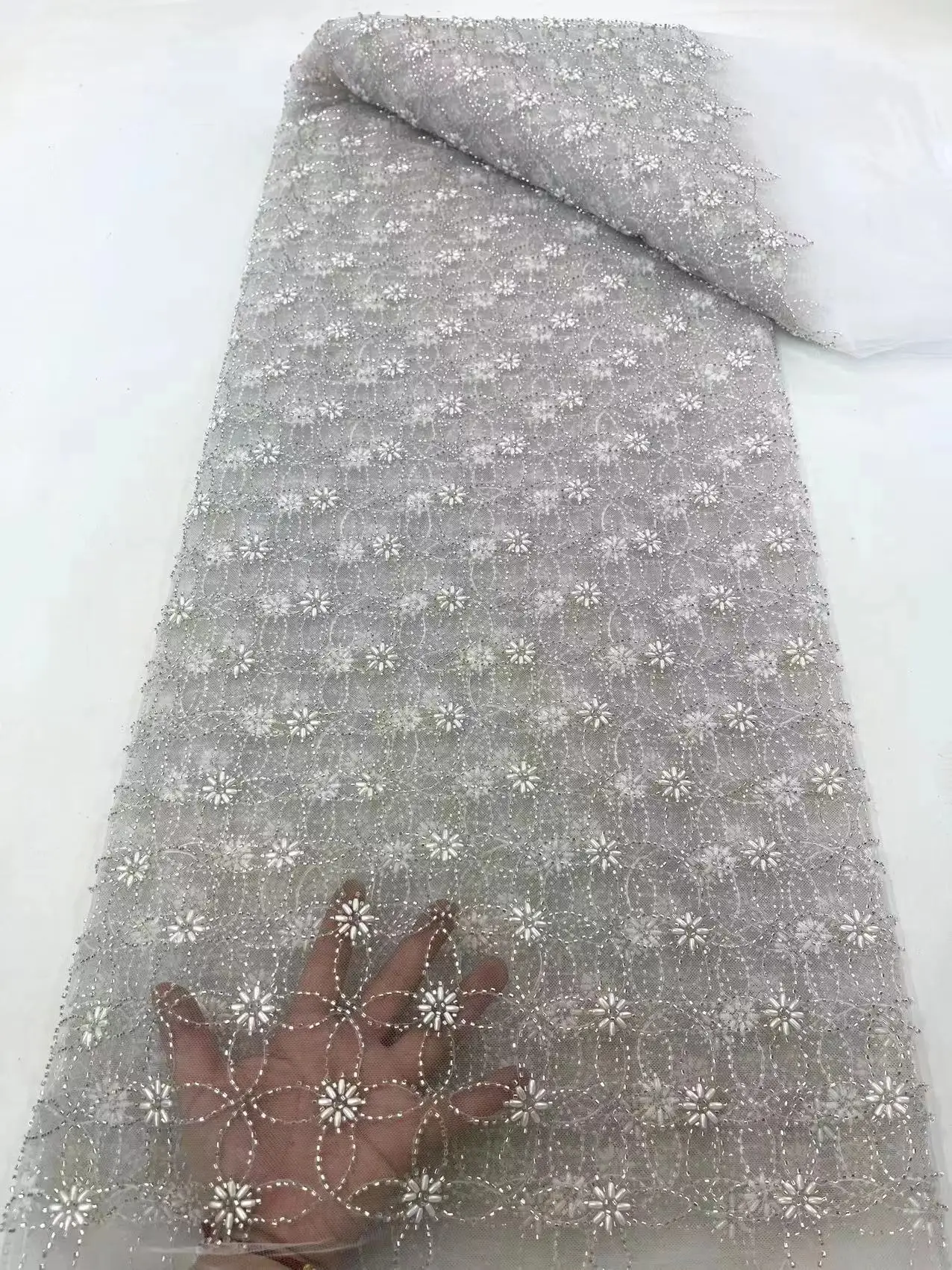 

Фатиновая кружевная ткань ручной работы африканская сетчатая кружевная ткань 2024 высокого качества для свадебного платья