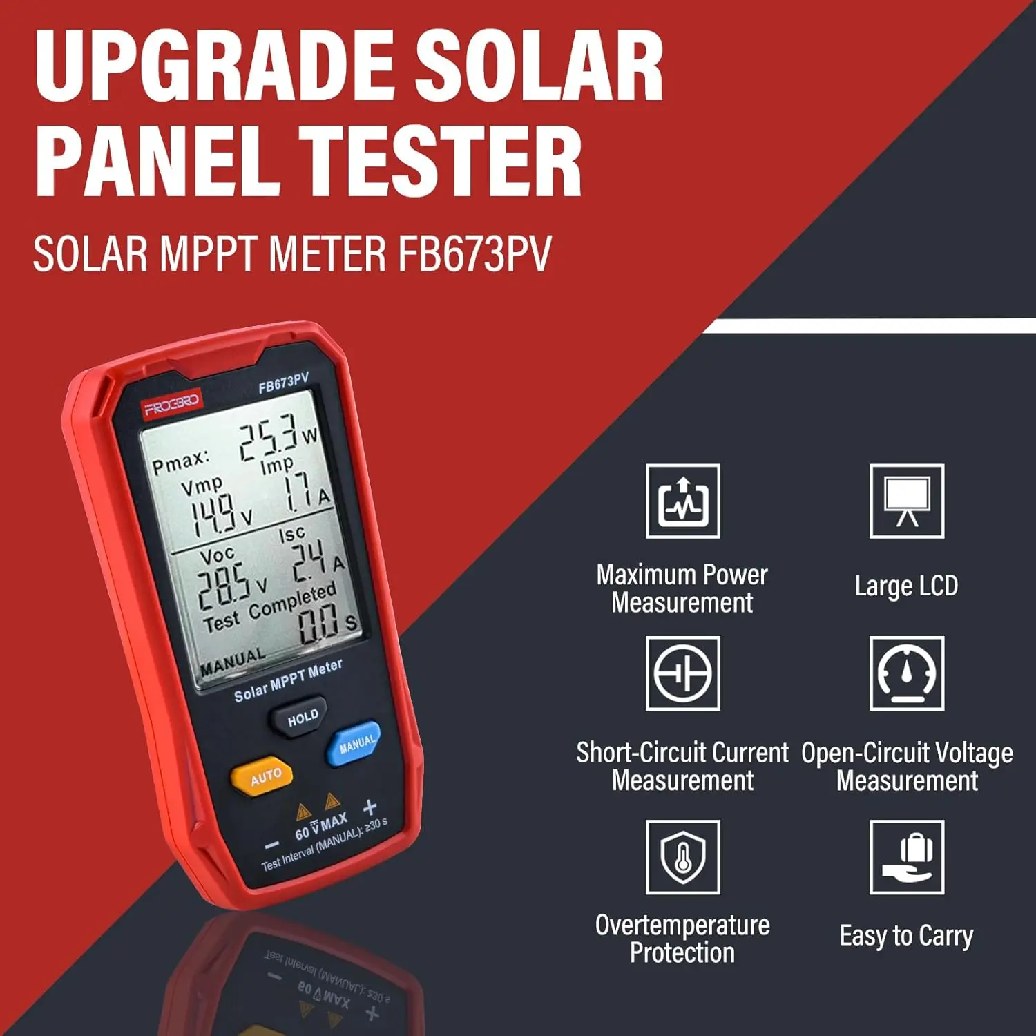 Tester Per Pannelli Solari Buyweek - Multimetro Fotovoltaico 800W Con Display LCD, Misuratore Di Potenza MPPT - Foto 7