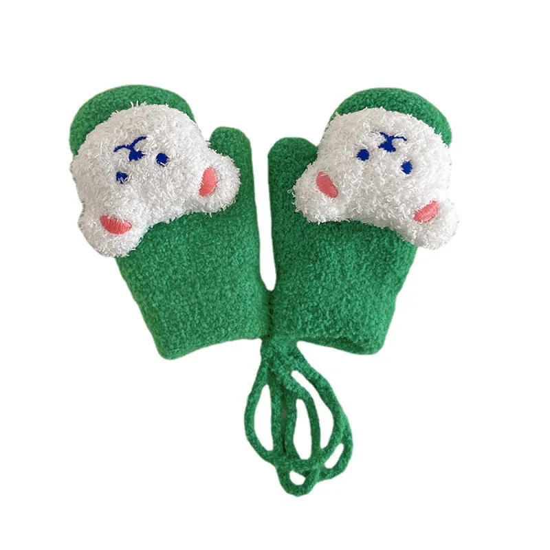 1-4Y Cartoon Bear Baby Mittens Winter Warm Kids Baby Girl Gloves Knitted Children Toddler Thick Mitten
