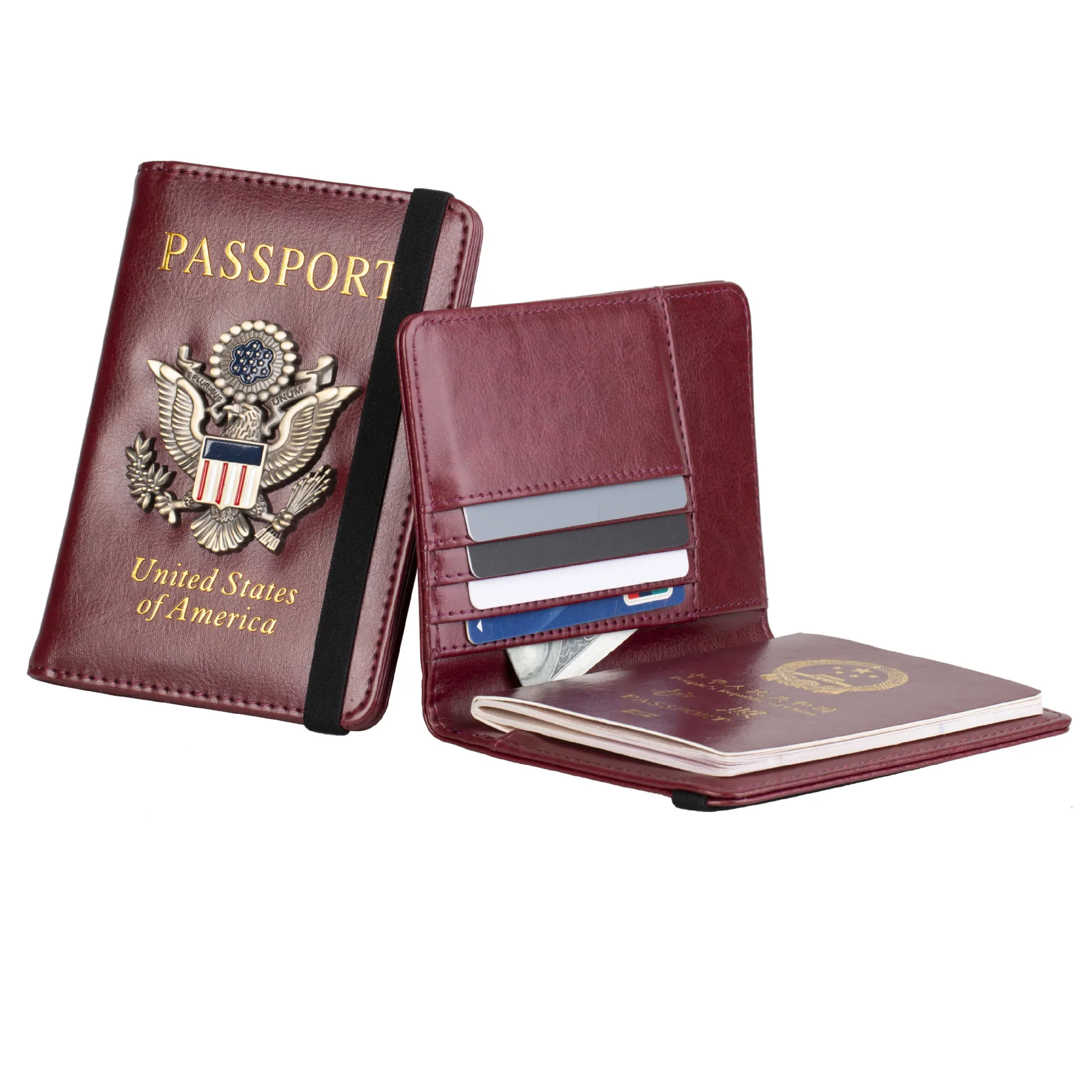 RFID Passport Holder Wallet - PU Leather Travel Accessory for Secure ID and Card Storage