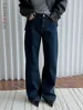 [LANMREM] Office Lady Jeans For Women High Waist Straight Dark Blue Fit Denim Pants Fashion Trousers 2025 Autumn New 26C859 1