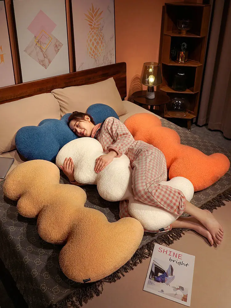 바람과 물결 모양의 긴 L 베개 수면 기숙사 커플 편안한 베개, 럭셔리 침대 소파 쿠션, 등 쿠션 선물 