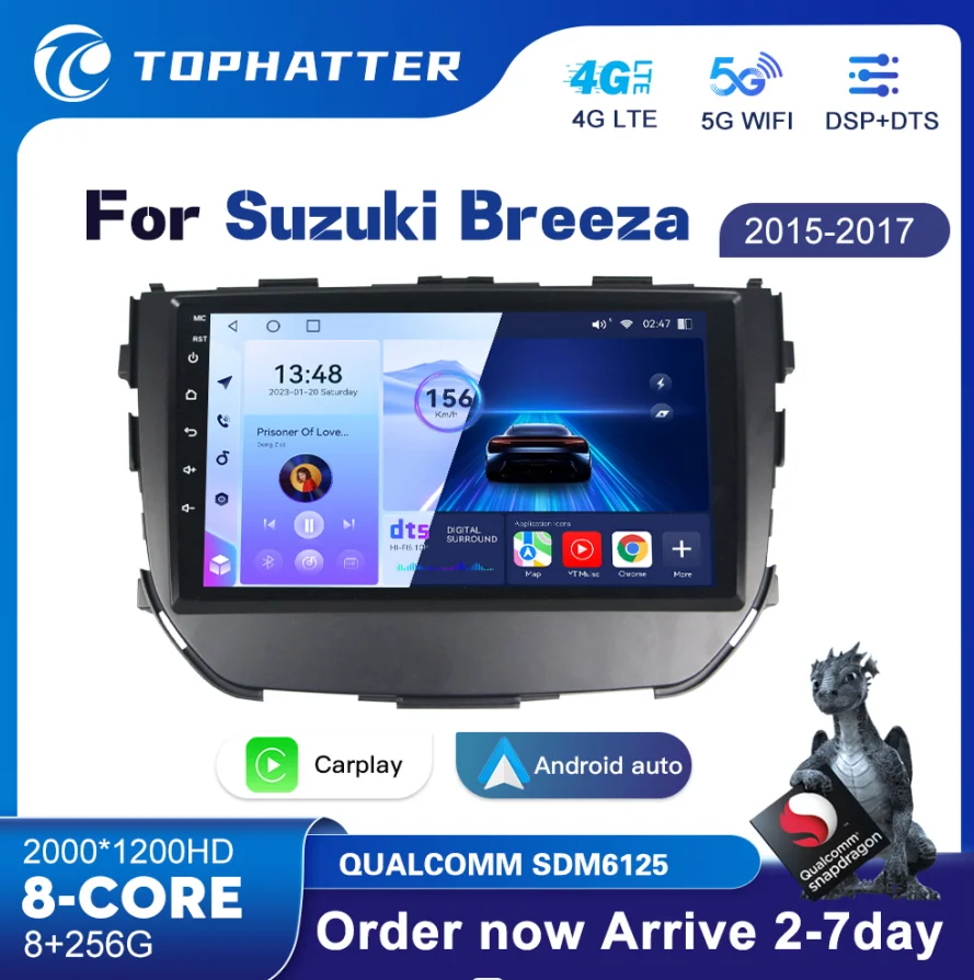 

TOPHATTER Android 13 Radio For Suzuki Breeza 2015-2017 Car radio Multimedia Player Carplay Touch Screen GPS Navigation
