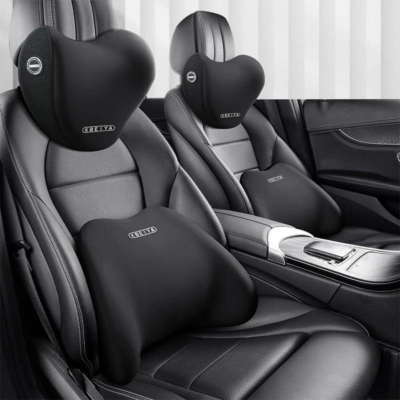 PremiumCarNeckPillowandLumbarCushionSetwithMemoryFoamfor