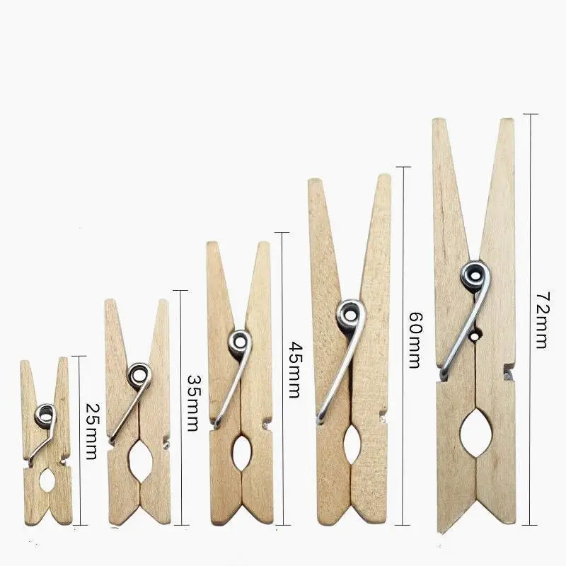 50pcs DIY Mini Wooden Clips Handmade Craft Decorative Photo Clips Clothespin Craft Decoration Pegs Home Office DIY Toy
