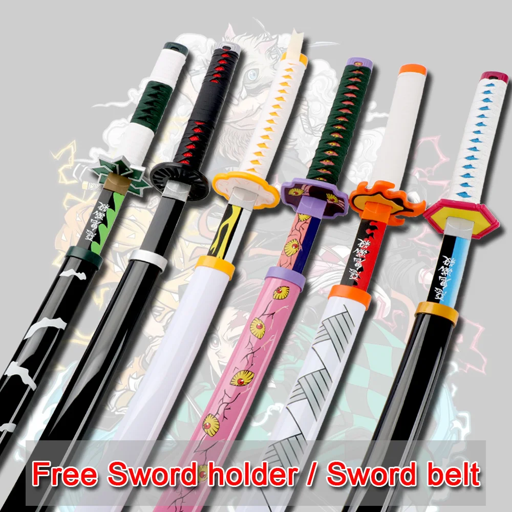 

41" /104cm Demon Slayer Katana Sword Wood Tanjiro Zenitsu Samurai Swords Kimetsu no Yaiba Anime Sword Catana for Cosplay Props