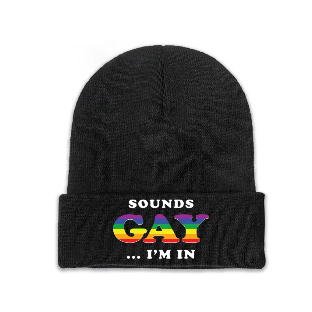 

Gay Lesbian Homosexual LGBT Pride Month Skullies Beanies Caps Sounds I'm In Knitted Winter Warm Bonnet Hats Unisex Ski Cap