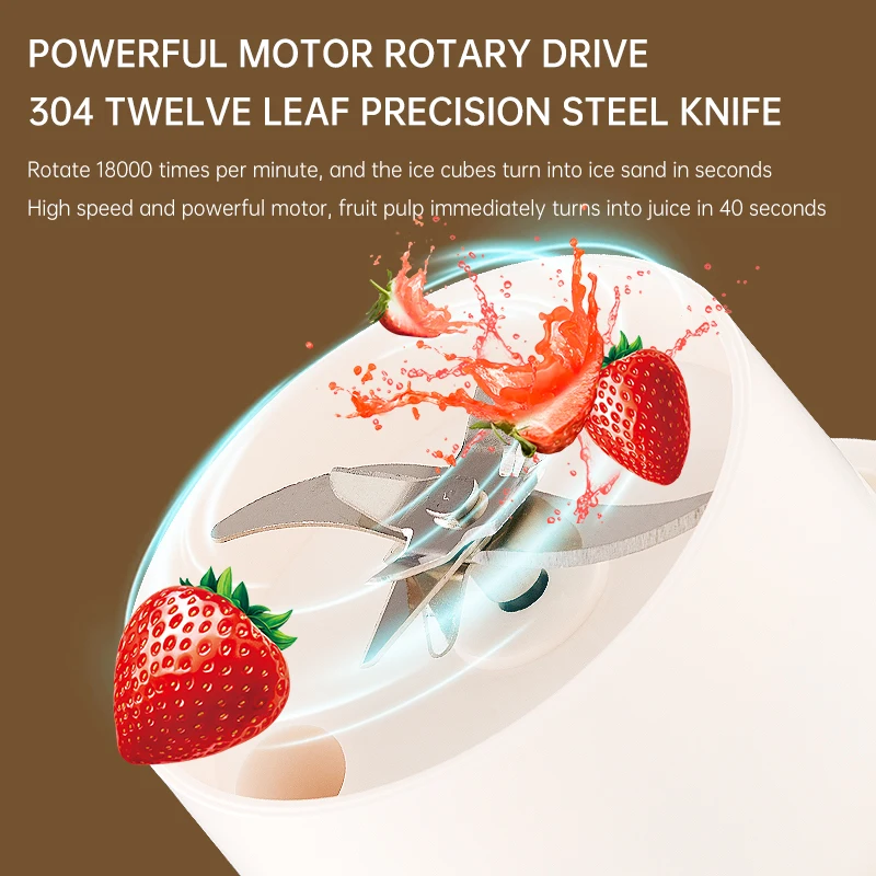 340ML Portable Blender Electric Juicer 12 Blades Fruit Mixers 2600mAh USB Rechargeable Smoothie Juicer Cup Squeezer Juice Maker 4