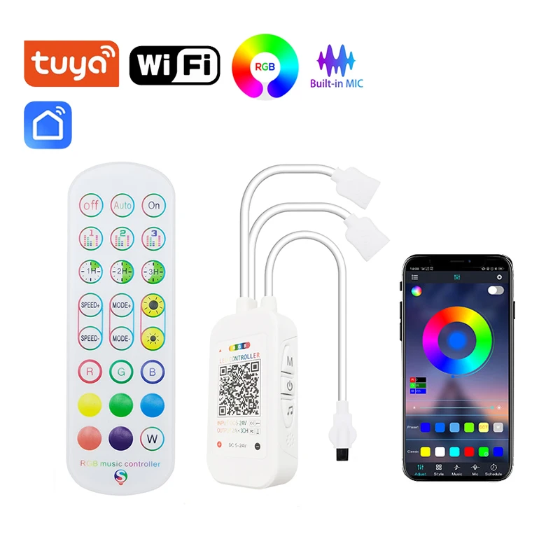 Tuya Wifi Led Controler Rgb Wifi Alexa Smart Rgb Controler Bluetooth Smart Life Control Rgb Neon Strips Music Sync микрофонная стойка настольная music life km03