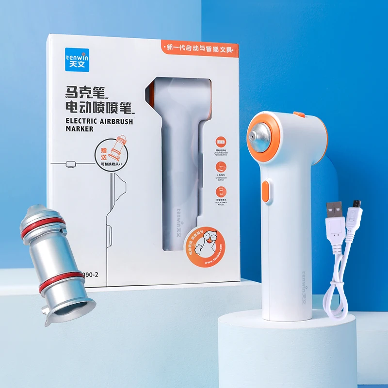 Tenwin Art 전기 스프레이 펜 에어 브러시 세트 다기능 컬러 잉크젯 페인팅 브러시 워셔블 스프레이 페인팅 손으로 그린