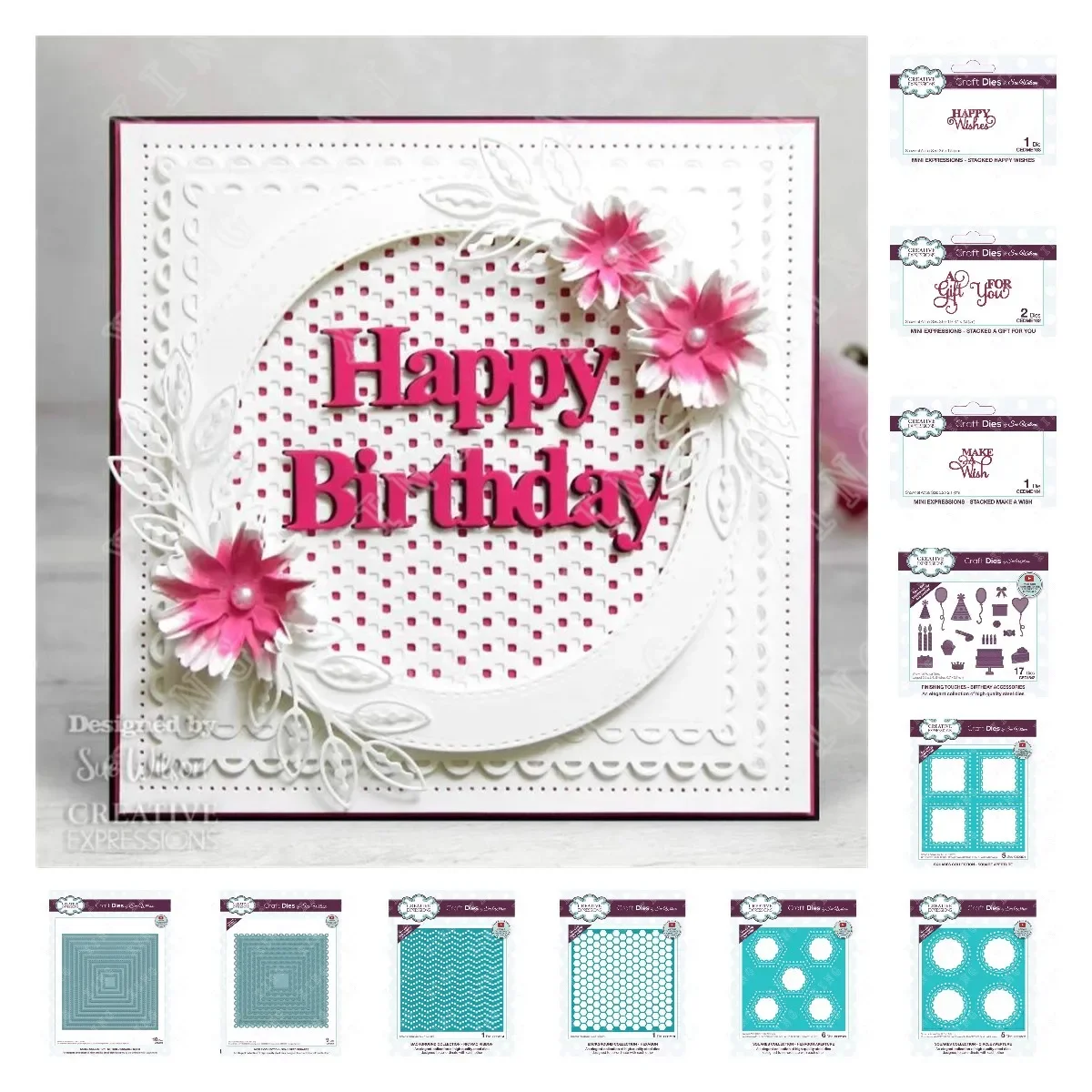 

New Hexagon Circle Square Aperture Ribbon Happy Make a Wish Metal Cutting Dies Scrapbook Diary Decoration Embossing Template