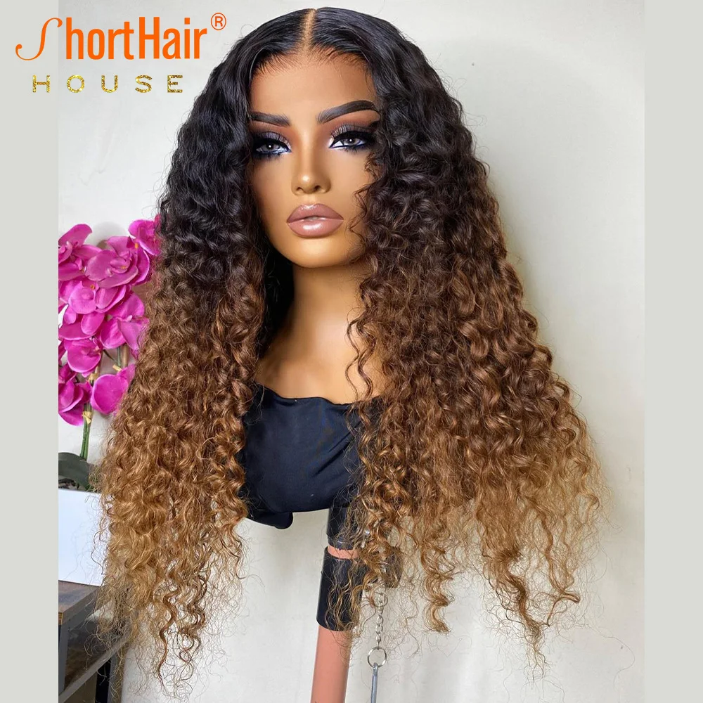 Glueless Human Hair Wigs Ombre Brown Wigs For Women Transparent HD 5X5 Lace Closure Wig Ready To Wear Double Drawn Wig Brazilian