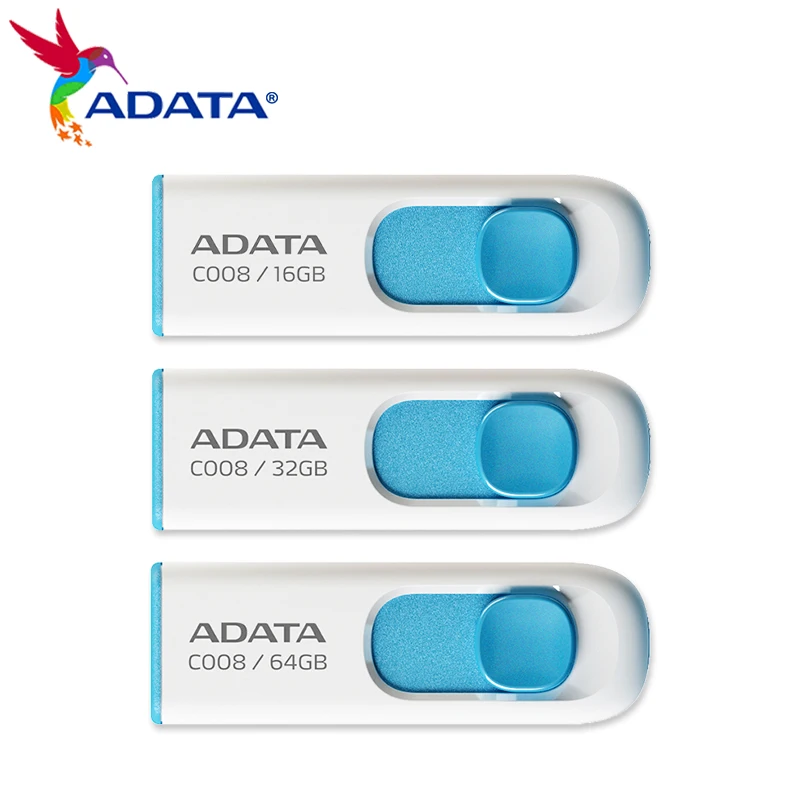 USB Flash Drive Flash Drive Original ADATA USB 2.0 Retractable Flash Drive C008 64GB 32GB 16GB Memory Stick USB Pendrive For Computer