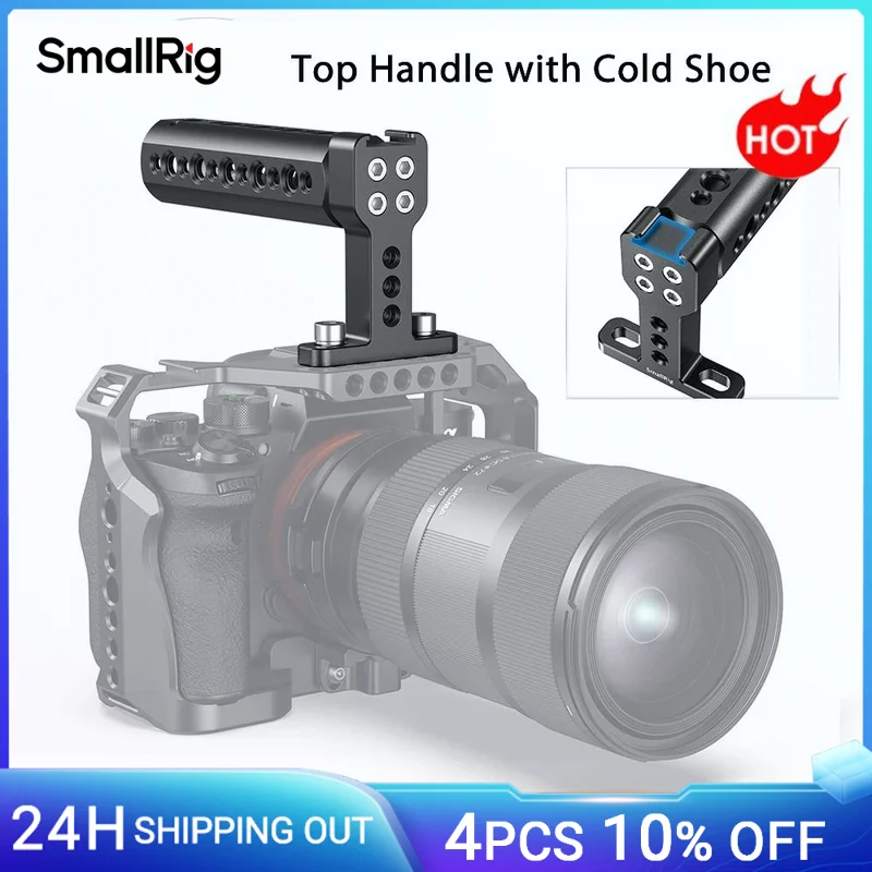 디지털 Dslr 카메라 케이지 모니터 용 콜드 슈 플레이트가있는 SmallRig 범용 탑 핸들 그립 LED 마이크 슈 마운트 ..