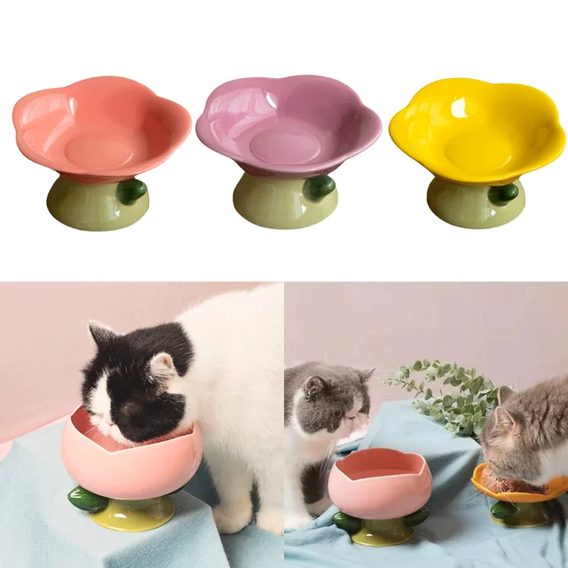 Cute Ceramic Cat Bowl Non-slip Flower Shape New High Foot Dogs Puppy Feeder Feeding Food Water Pet Supplies Cat Food Bowl Cute Ceramic Cat Bowl Non-slip Flower Shape New High Foot Dogs Puppy Feeder Feeding Food Water Pet Supplies Cat Food Bowl