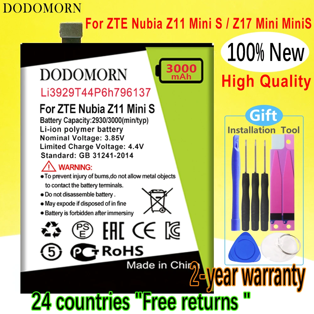 

DODOMORN Li3929T44P6h796137 Battery For ZTE Nubia Z11 Mini S / Z17 Mini MiniS NX549 NX549J NX569 NX569J NX569H +Tracking Number