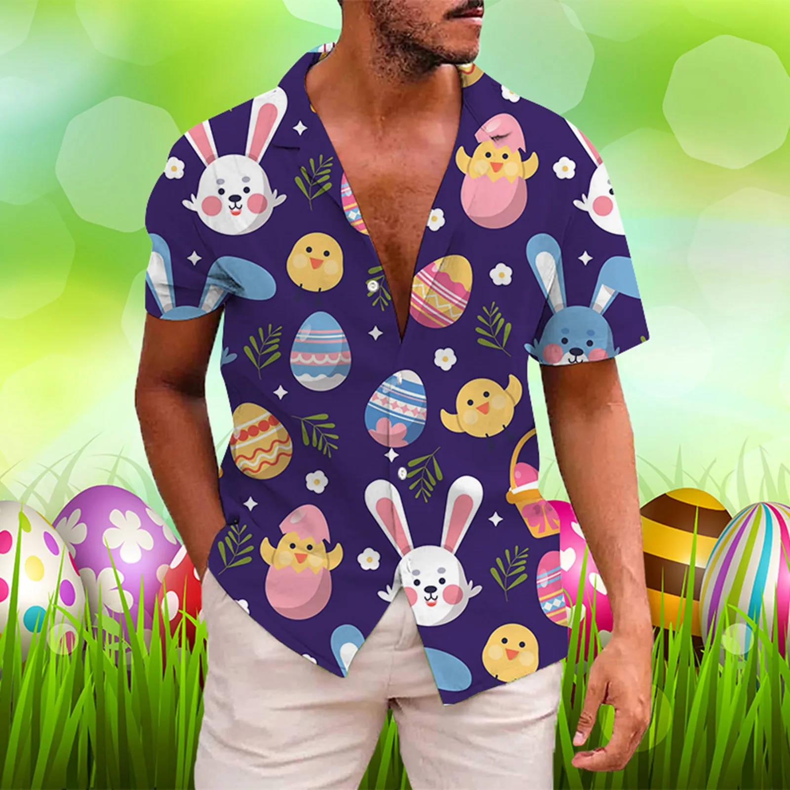 

Men's shirt Religion Blouses Easter-Day Tops Funny shirts religious Humor Jesus Bunny Easter-Eggs Christian Faith camisas