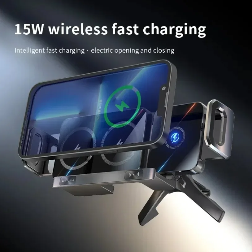 Dual Coil Fold Screen Wireless Car Charger For Samsung Galaxy Z Xiaomi Fold 6 5 4 3 Flip 6 5 iPhone 16 15 Pro Max Fast Charging