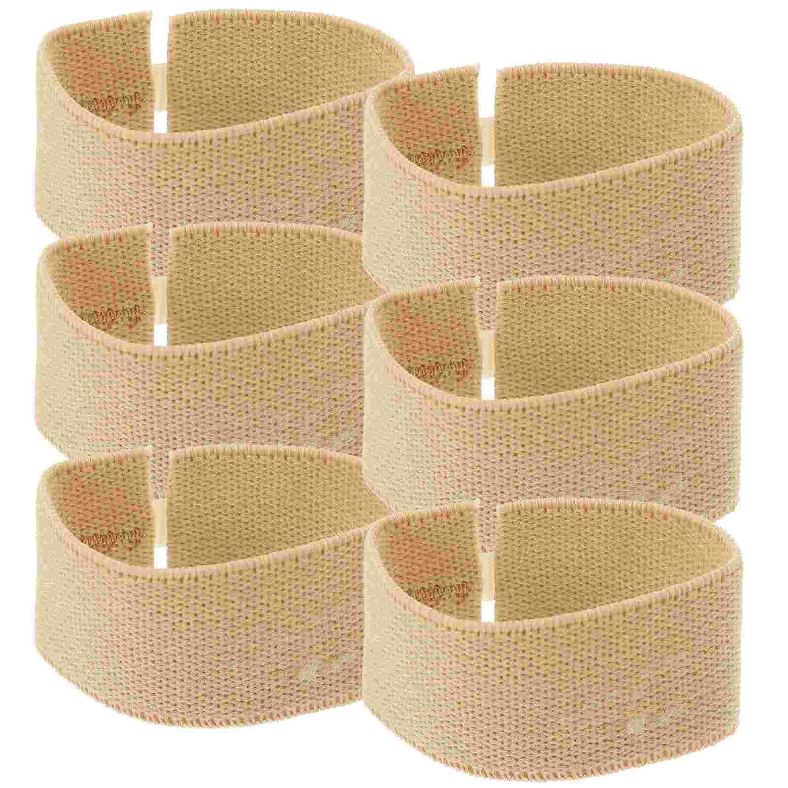 6 Pcs Disposable Straps Urinary Bag Fixing Band Adjustable Light Brown Polyester