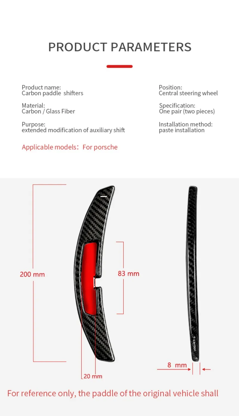 T-carbon Steering Wheel Extension Paddle Shifter For Porsche Panamera 911 Cayenne 992 2021 Carbon Fiber Shift Paddle Shifters