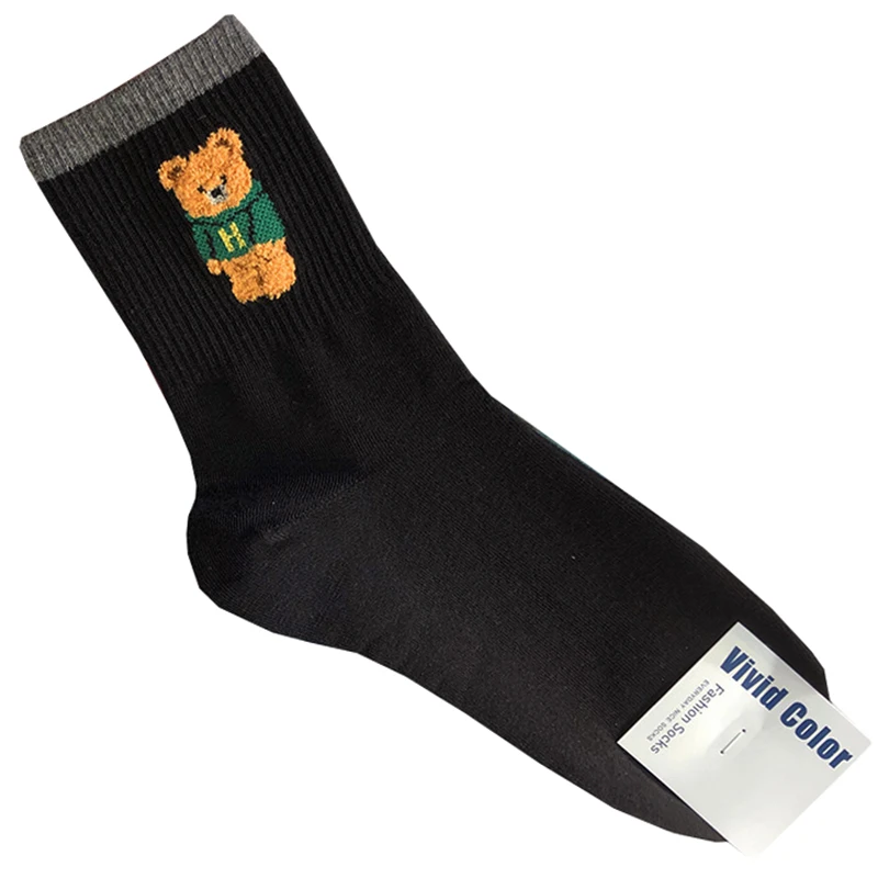 Elegant Lady Bear Women's Cute Cotton Socks - Harajuku Style Novelty Sox, Perfect Christmas Gift